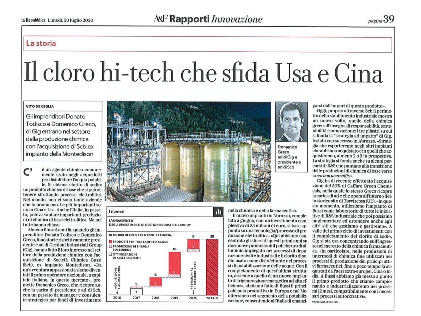 Il cloro hi-tech che sfida Usa e Cina